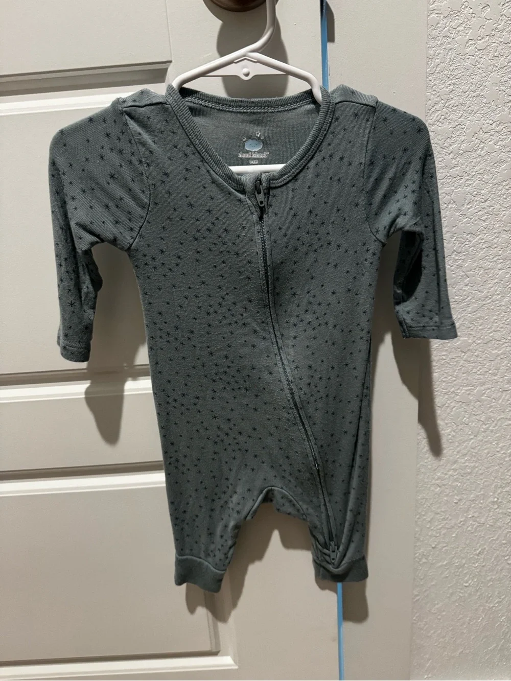 cloud island Gray Star-Print Zip One-Piece Footie